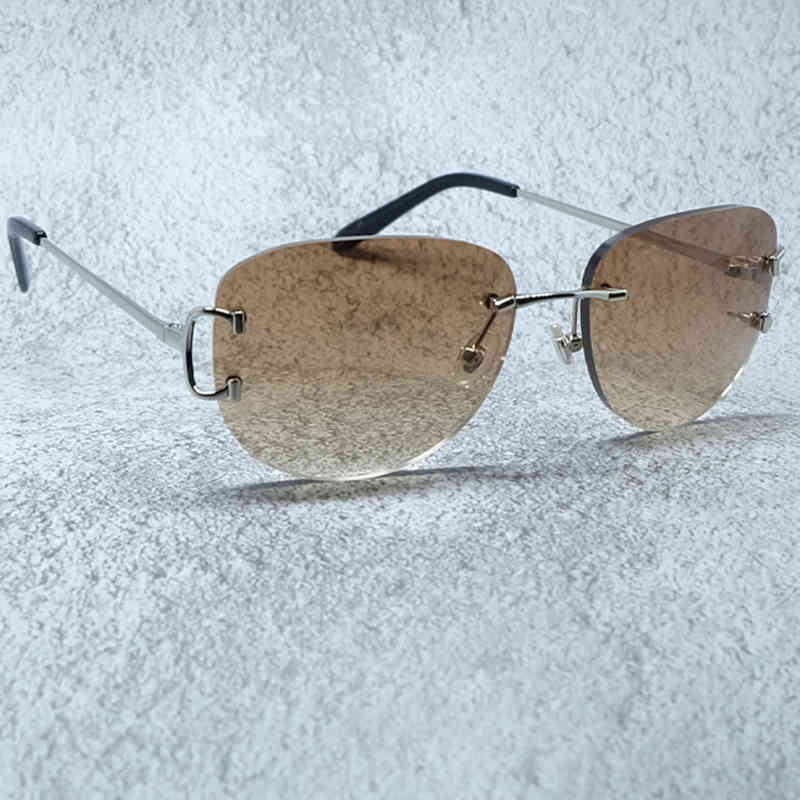 

Rimless French Sunglasses Oval Luxury Designer Shades VintageSun Glass Women Fashion Eyewear Lentes De Sol Mujer