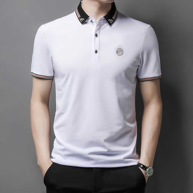 

summer short t-shirt men's loose large middle-aged and young people's embroidered polo shirt casual half sleeve summer fashion, White;black