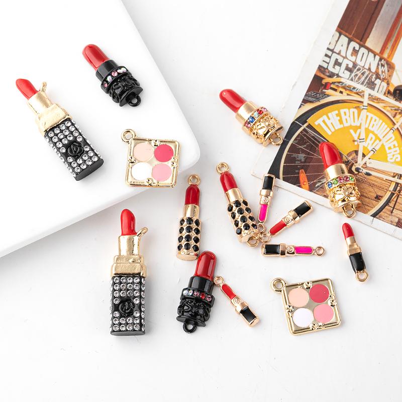 

Charms Sansango 10Pcs Mixed Enamel Charm Women Lipstick Female Supplies Pendant For Bracelet Jewelry DIY Accessories, Bronze;silver
