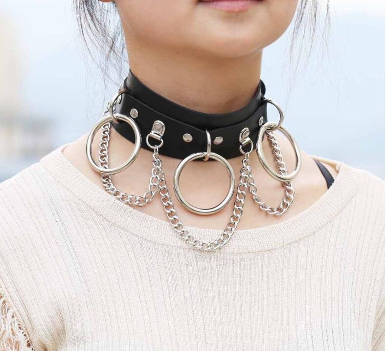 

Punk Goth Choker Other Fashion Accessories Necklaces jewelry Harajuku Collar chain belt Necklace Pu leather bondage cosplay club party festival chokers