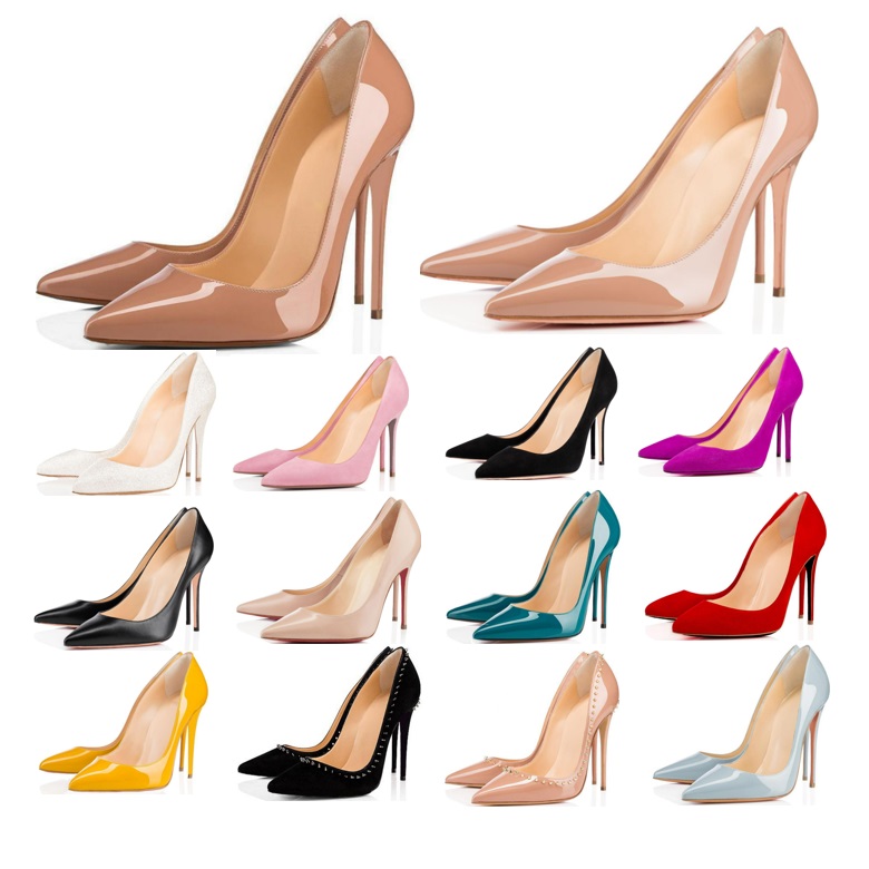 

New Red Bottom Shoes High Heels Designers Fashion Ladies Nude Color Pointed Sandals Banquet Stylist Party Dress Shoe, Blue