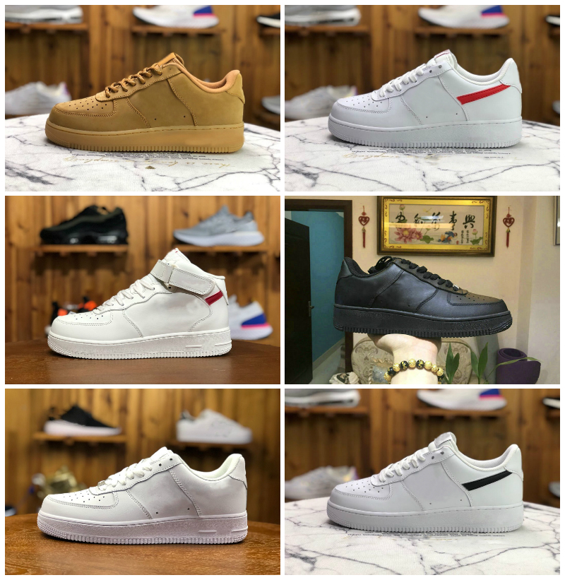 

Wholesale Classic FORCES Mens Low Running Shoes Cheap One Unisex 1 Knit Euro Men High Women All White Triple Black Red Skateboard Skate Outd