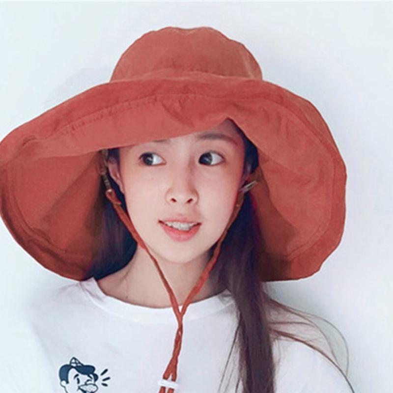 

Wide Brim Hats Japanese Style Women Beach Sun Hat Ladies Elegant Travel Camping Foldable Fisherman Roll Up Cap Gorras Mujer A40, Blue;gray