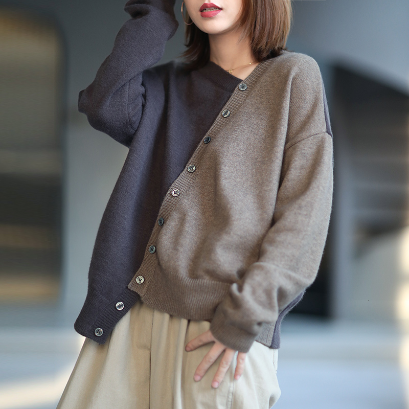 

Women's Sweaters Female spring Korean style literary temperament berif amends all-match irregular button loose sweater OV8S, 1# shoe box