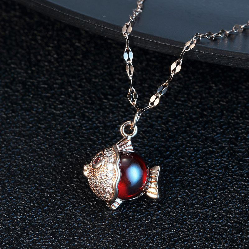 

2021 Swan necklace full of diamonds women's stainless steel jewelry designer chain gold fish pendant necklaces for women