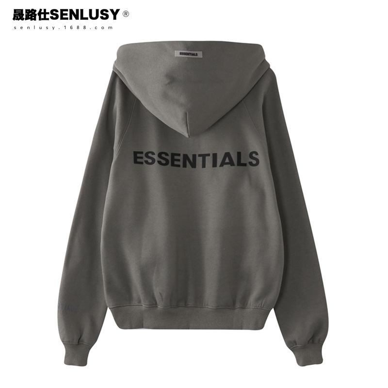 

Autumn winter 2020 plush thickened high street fog reflective printing Hoodie zipper cardigan men's and women's ess coats, White