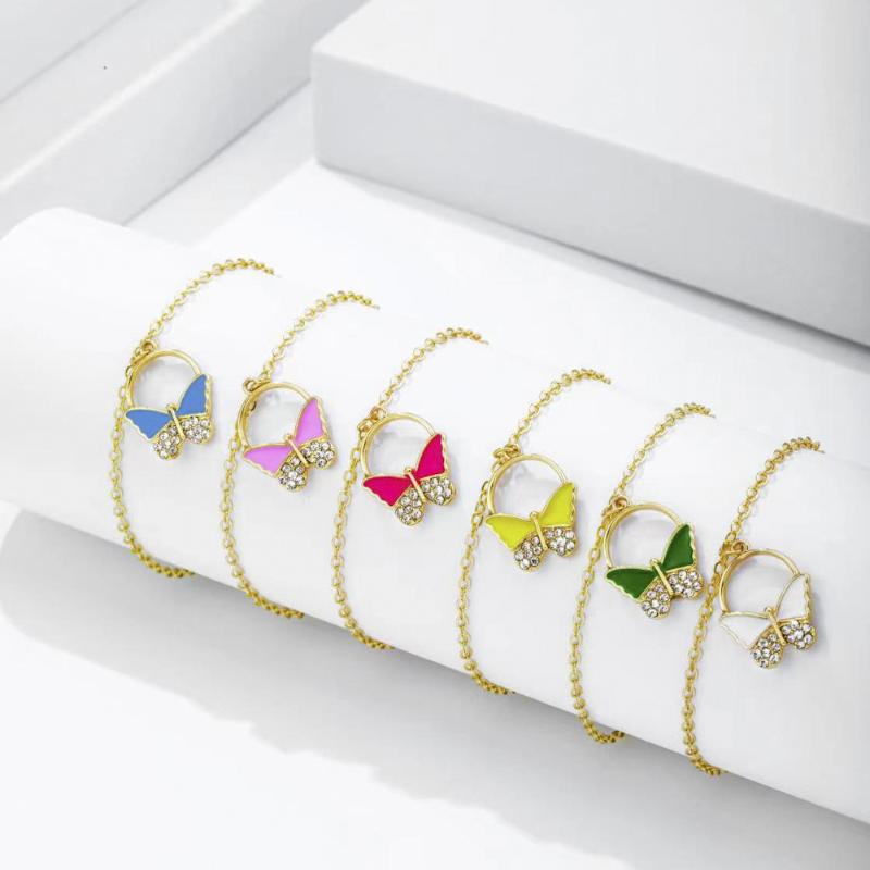 

Pendant Necklaces Personalized Oil Dripping Color Series Necklace Simple Butterfly Fashion Jewelry Gift Wholesale