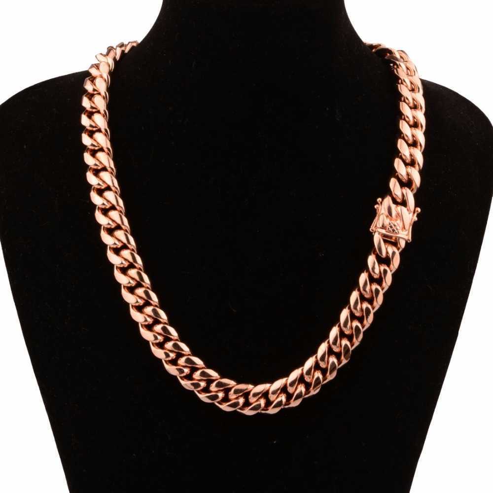 

Chic Miami Cuban Chains For Men Hip Hop Jewelry Rose Gold Color Thick Stainless Steel Wide Big Chunky Necklace Gift