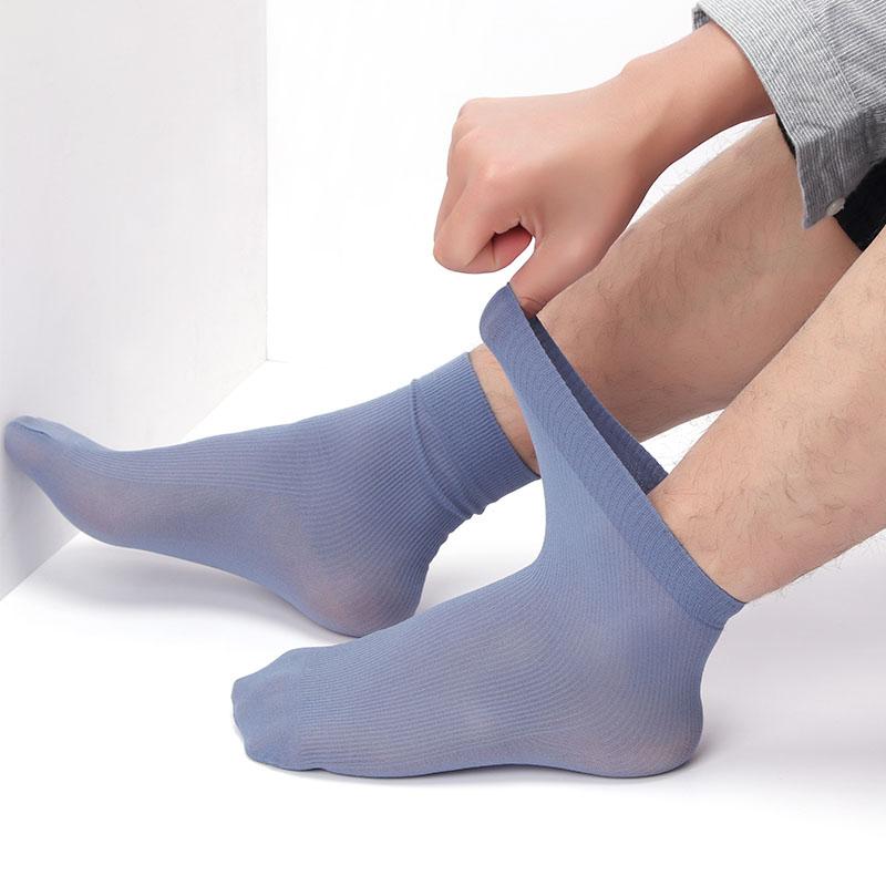 

Men's Socks 10pairs/lot Bamboo Fiber Summer Thin Stripe Long Men Silk Business No Heel Calcetines Hombre, White