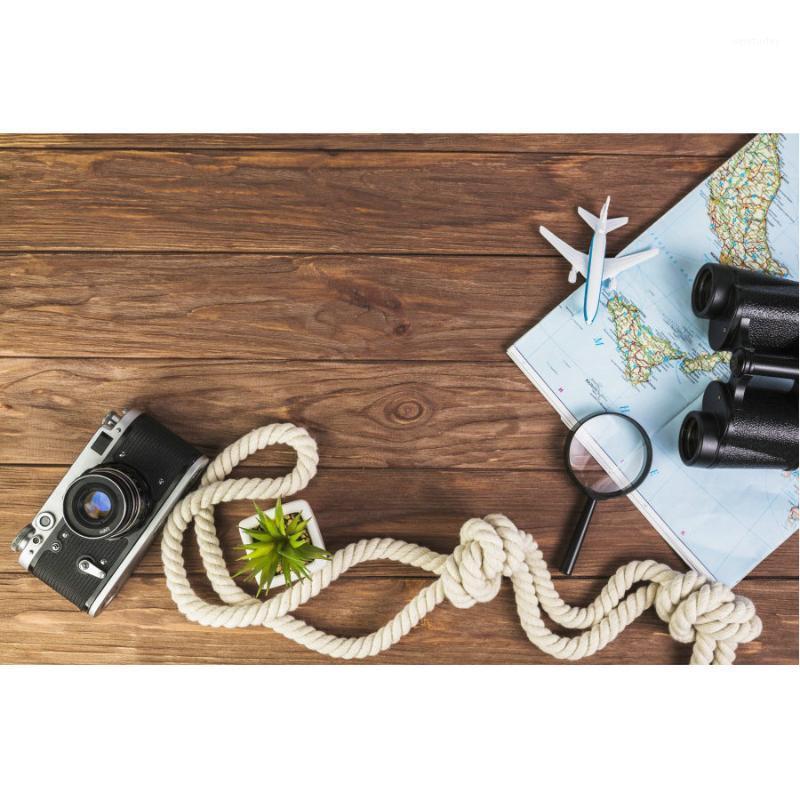 

Party Decoration Retro Wooden Board Backdrop Camera Map Background Birthday Wedding Holiday Baby Shower Po Booth Studio Props