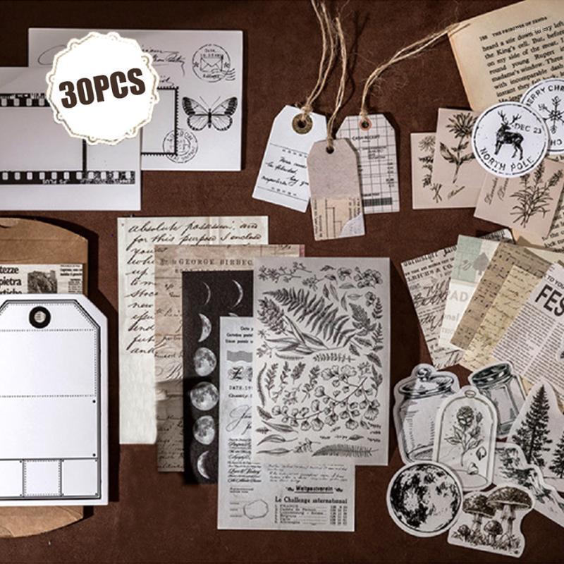 

Gift Wrap 30pcs/set DIY Collection Kids Adults Vintage Art Removable Card Making Self Adhesive Diary Decoration Scrapbooking Sticker