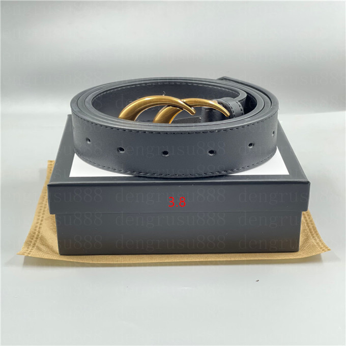 

2021 Men's Designer Belt Fashion Women's High Quality Leather Black Belts + Gold Buckle with White Box, Black;brown
