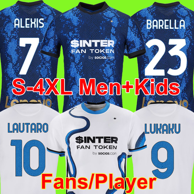 

4 XL INTER soccer jersey LUKAKU MILAN LAUTARO VIDAL BARELLA LAUTARO ERIKSEN DE VRIJ HAKIMI football shirt 2021 2022 Men + Kids kit uniforms fourth top, P01 20 21 4th