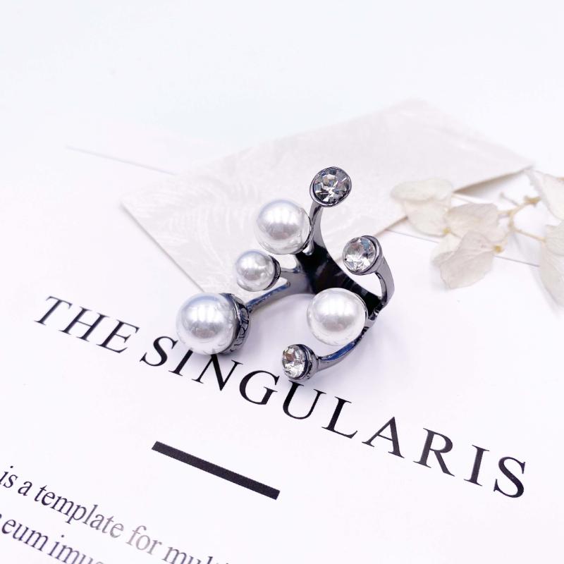 

Wedding Rings Elegant Retro Oversize Multi Pearl Ring For Women Crystal From Swarovskis Shiny Rhinestone Irregular Charm Jewelry, Slivery;golden