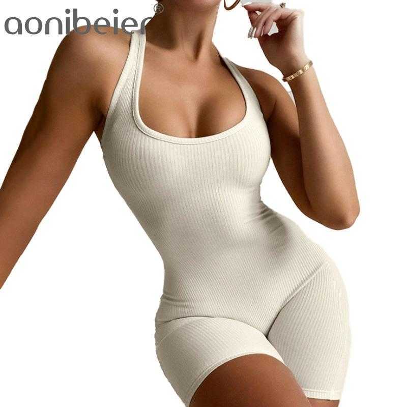 

Women's Jumpsuit Sleeveless Skinny Solid Sexy Tank Rompers Female Spring Autumn High Street Casual Playsuit Clothing 210604, White