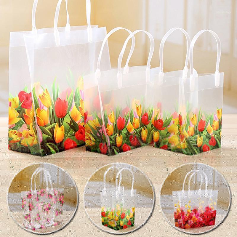 

Gift Wrap Flower Plastic Box Transparent Bag Bags With Handles Florist Packaging Wedding Party