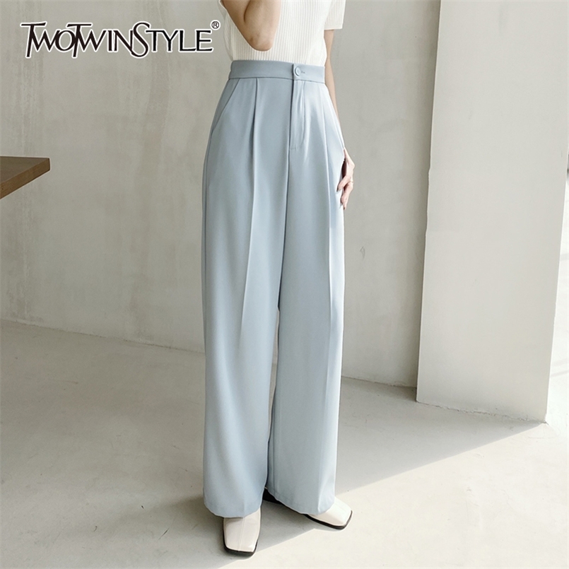 

Straight Black Pants For Women High Waist Minimalist Casual Trouser Female Clothing Spring Fashionable 210521, White
