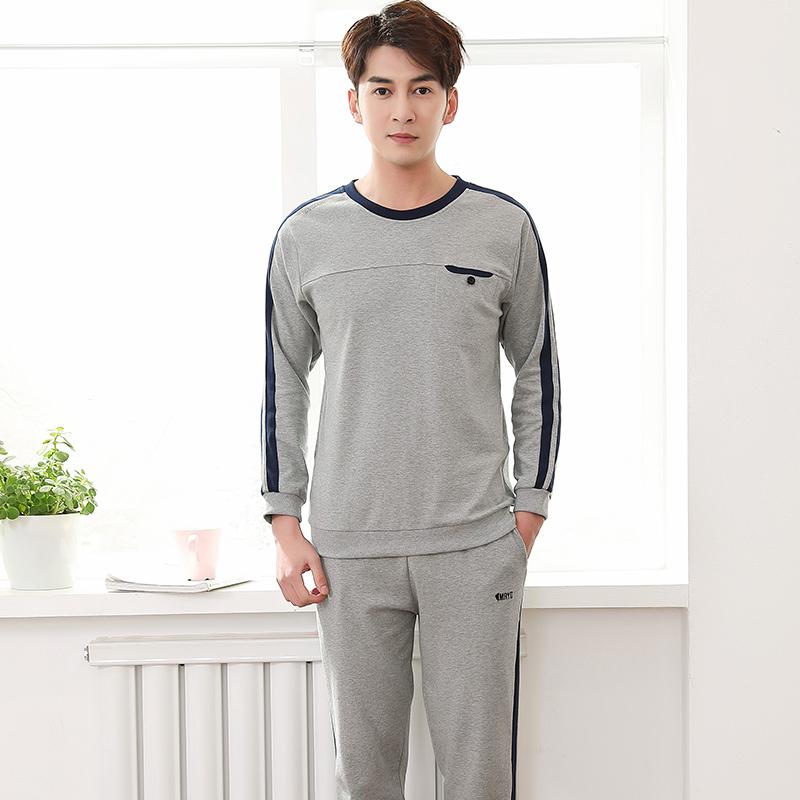 

Men's Sleepwear Pajamas Set Spring Autumn Leisure Elastic Waist Men Cotton Long Sleeve Nightwear Loose Christmas Gift, Black;brown