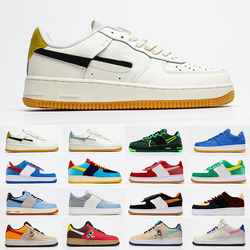 

[With box]Preferential 2021 Forces Men Low Casual Shoes One Unisex 1 Knit Euro High Women All White Black Red Leather Trainer Sneaker Skateboard Shoe 36-45, Need shoe box
