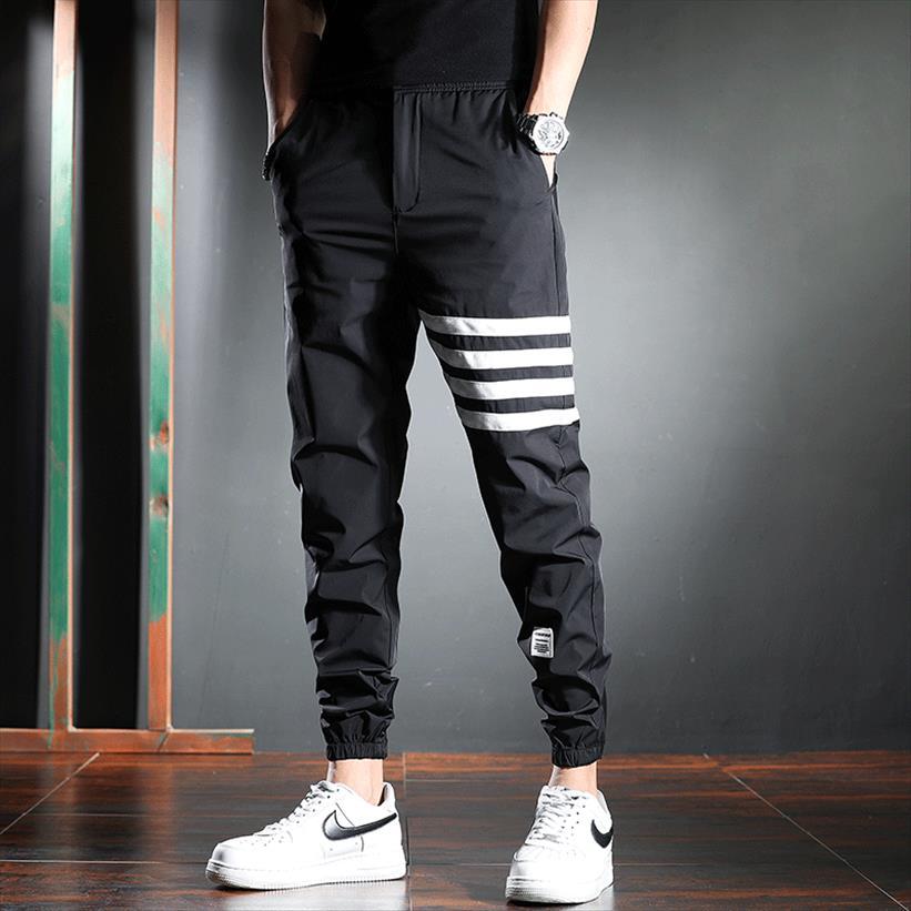

summer thin casual black sports women pants loose joggers fashion striped ice silk quick drying trousers