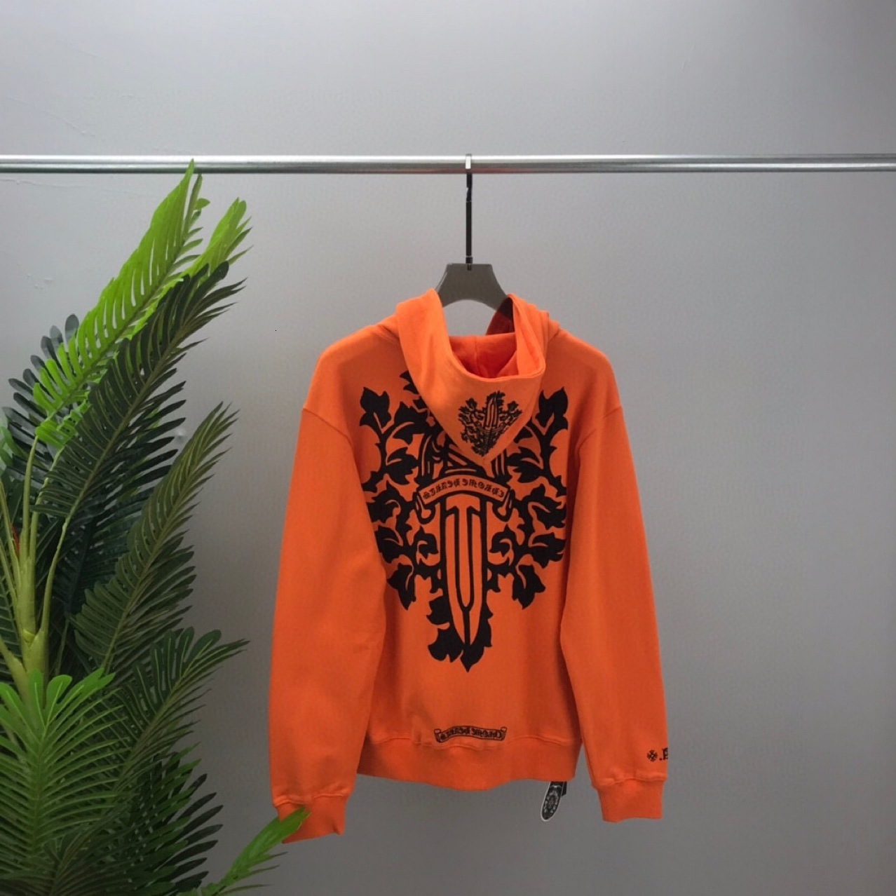 

Autumn and Winter New trend Crowe Hoodie Men' Coat style Sanskrit Printing Tide Brand, Orange