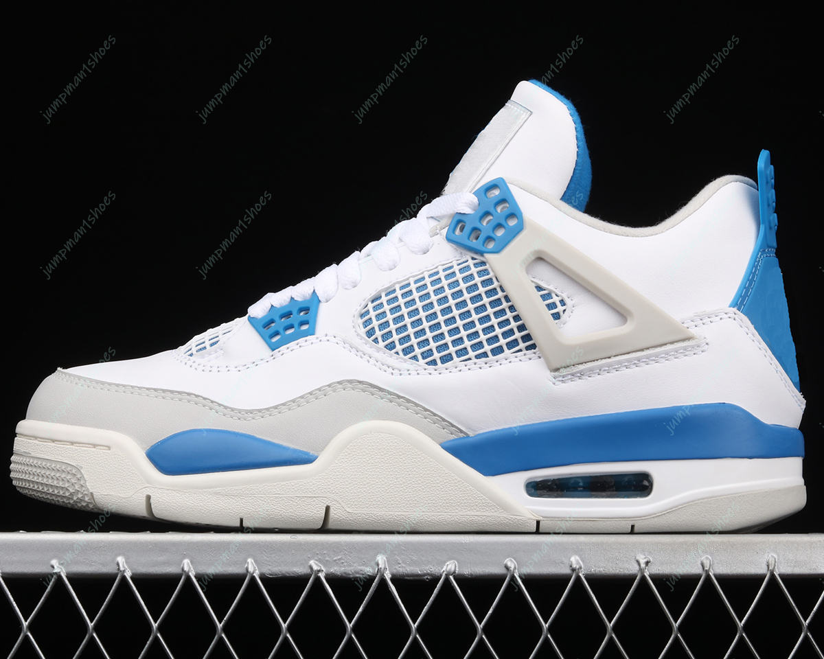 

High Quality Jumpman 4 White Military Blue 4s fashion shoe Mens Basketball Shoes