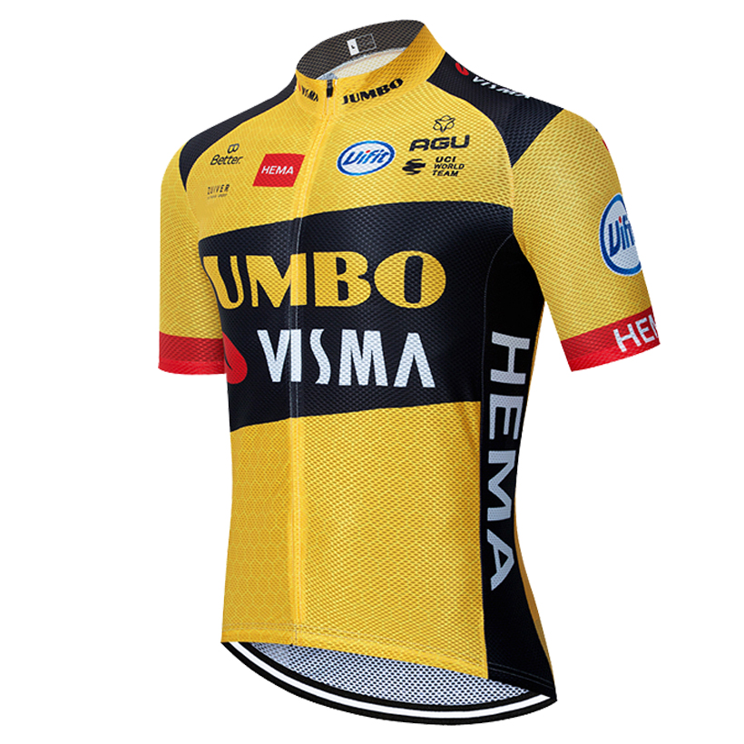 

TOUR DE FRANCE 2021 Pro Team JUMBO VISMA Short Sleeve Cycling Jersey Summer Quick Dry Bicycle Clothing MTB Bike Jersey Ropa Ciclismo, Model a