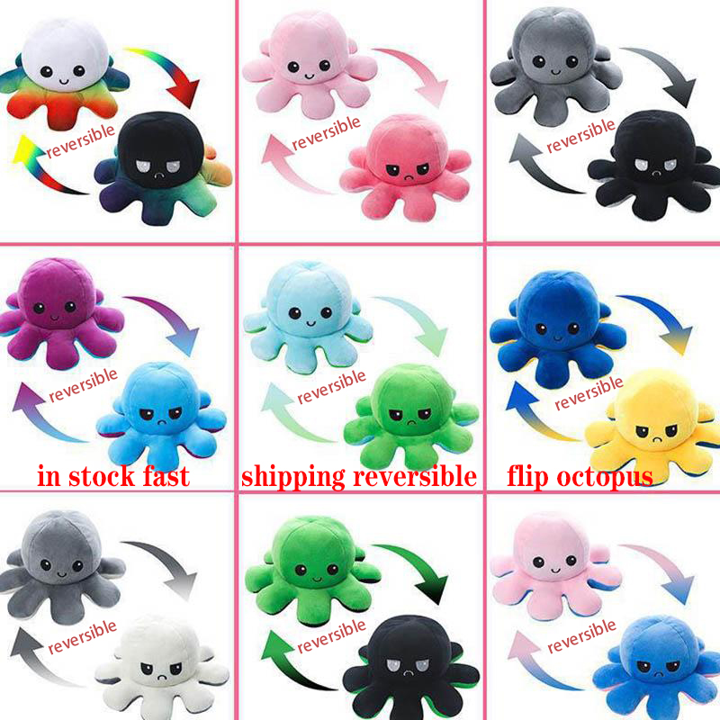 

Hot Selling Cute turn-over Octopus doll, happy face double facial expression turn octopus, birthday gift