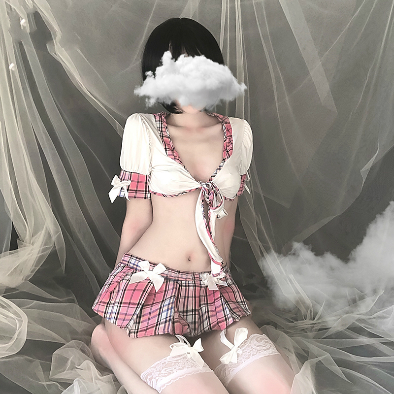 

Sexy Seepwear Anime Cospay ingerie Set Schoo Gir Women Student Uniform Roe Pay Costumes Babydo Dress ace Miniskirt, Picture color