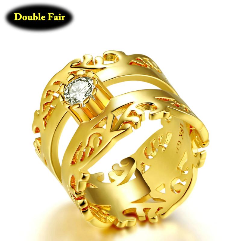 

Cluster Rings Top Quality Classical Design Cubic Zircon Clear Crystal Gold-Color Fashion Brand Party Jewelry For Women DWR474, Golden;silver
