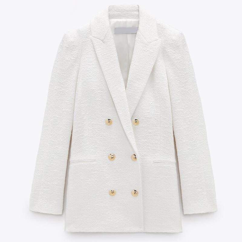 

Women's Suits & Blazers 2021 Spring Autumn Women Fashion White Pink Tweed And Jackets Chic Button Office Suit Coat Ladies Elegant Outwear