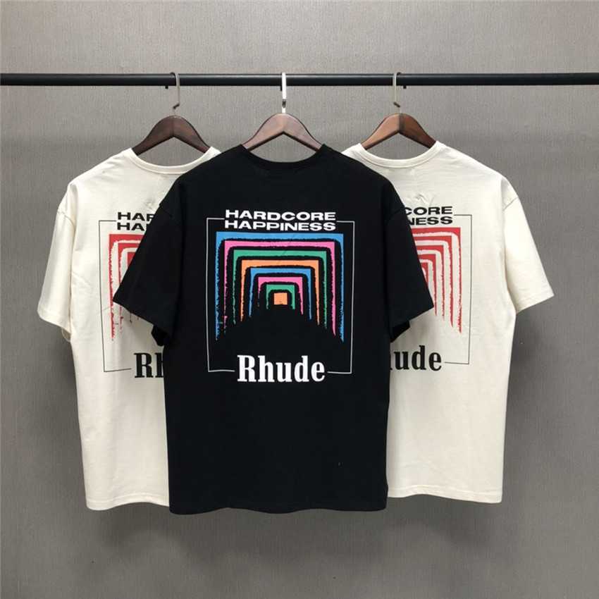 

Men' T-Shirts Size large rhude box perspective male vintage shirt 1:1 high quality t color impression of type topos