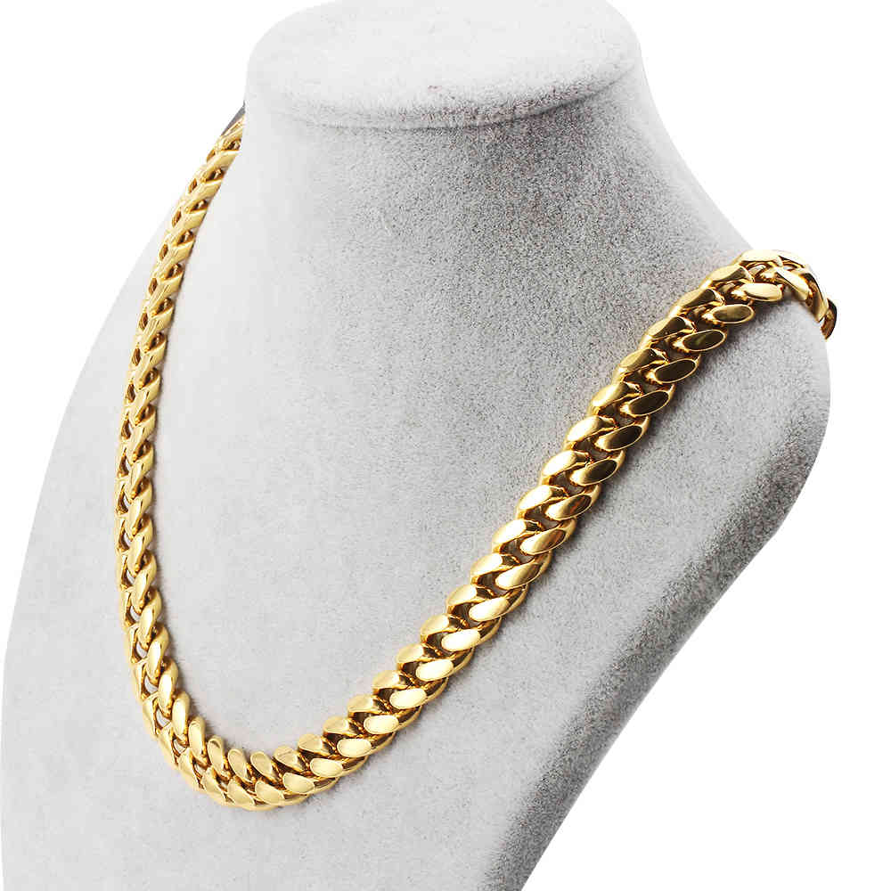

Factory Wholesale StainlSteel Golden Tone Cuban Curb Link Chains Men's Women's Punk Fashion Jewelry Bracelet&Bangles gifts X0509