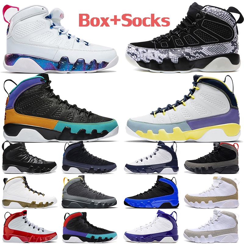 

With Box Jumpman 9 Men Basketball Shoes Change The World Dream Bred Gym Red University Gold Silver Glitter 9s Mens Sports Trainers Sneakers, Bubble packaging bag