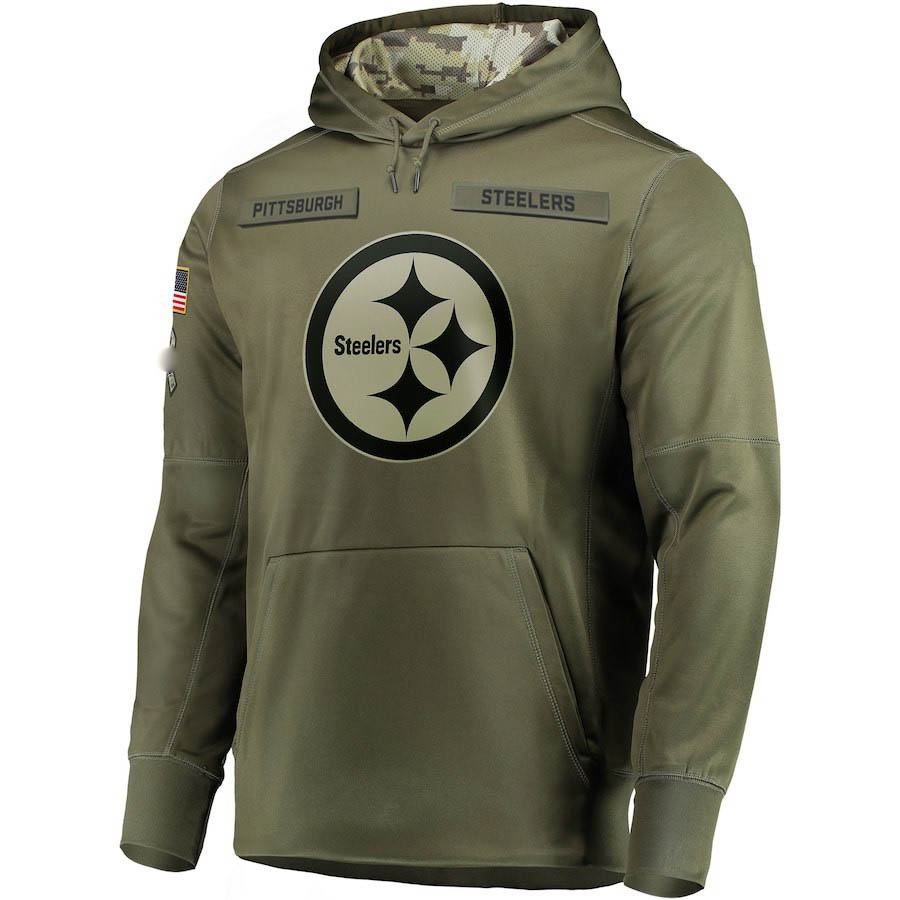 

2021 PittsburghSteelersMen Sweatshirt Salute to Service Sideline Therma Performance Pullover Hoodie