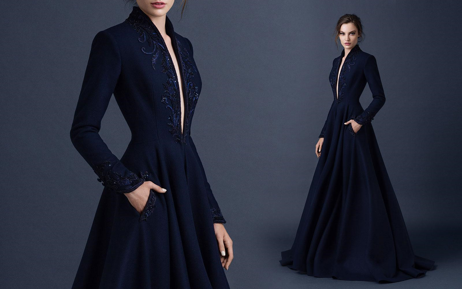 Mother of the Bride dresses Elegant Navy Blue Satin Prom Dress Applique Lace Custom Made Beaded Formal Party Wear V Neck Princess Dress Woman-image-811814888
