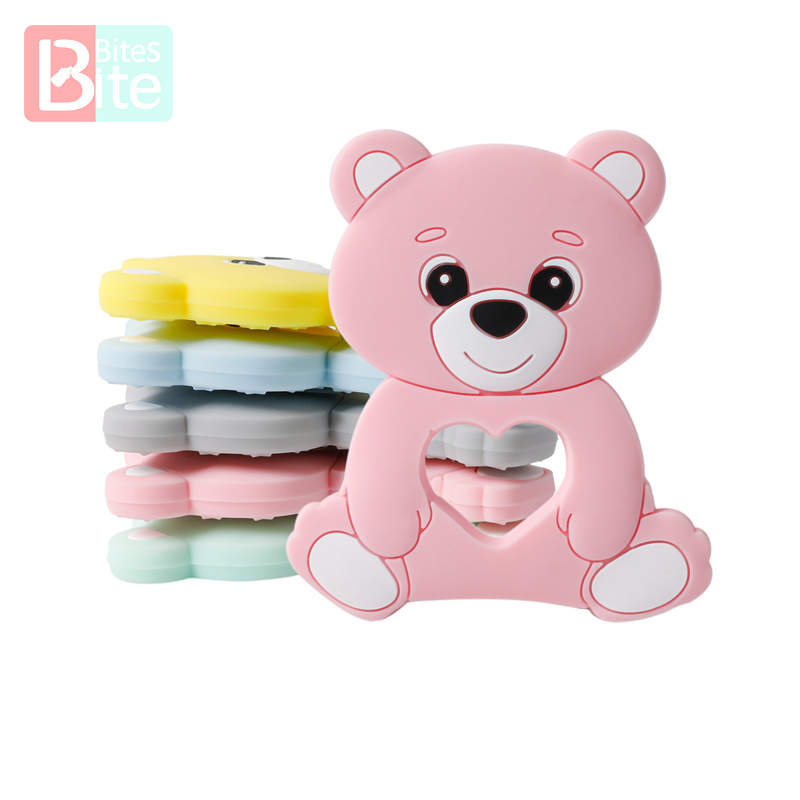 

10PCS/5PCS Silicone Bear Cartoon Bead Stroller Baby Teether Silicone Baby Teether Necklace Bpa Free Food Grade Baby Teether 220211