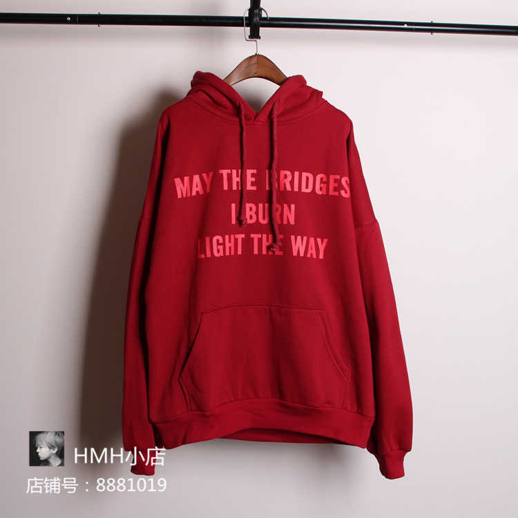 

Men' Hoodies Autumn new style Chen Weiting, Huang Zitao, Ma Sichun the same English printed RED HOODED men' and women' sweater coat