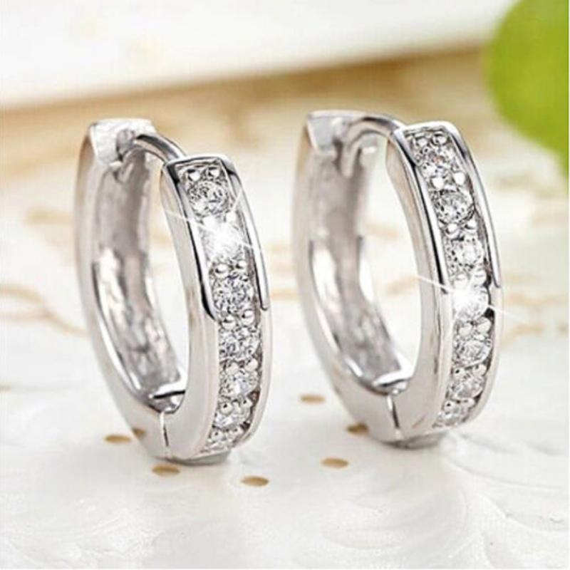 

Hoop & Huggie CAOSHI Brilliant Zirconia Earrings For Women Contracted Female Tiny Round Simple Fashion Lady Girl Jewelry Gift