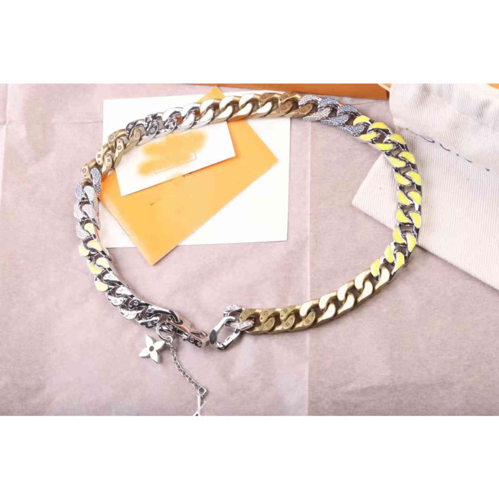 Candy Color Quenched Cuban Chain Caron Choker Thin Version Men Titanium Steel High-quality Luxury Brand Jewelry L Necklace-image-736768463