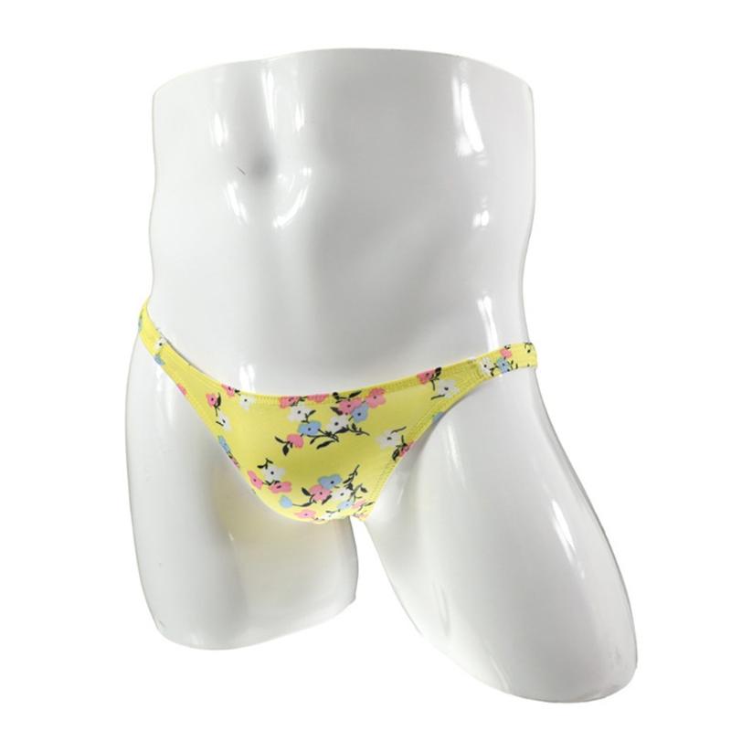 

Underpants Floral Ice Silk Briefs Men Sexy Bikini Breathable And Comfortable Underwear, Black;white