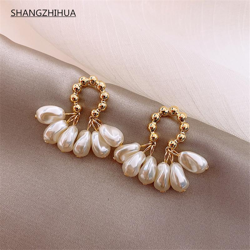 

Dangle & Chandelier Premium Vintage Baroque Pearl Geometric Pendant Luxury Fashion Women's Earrings Exquisite Girls Unusual Jewelry Accessor, Silver