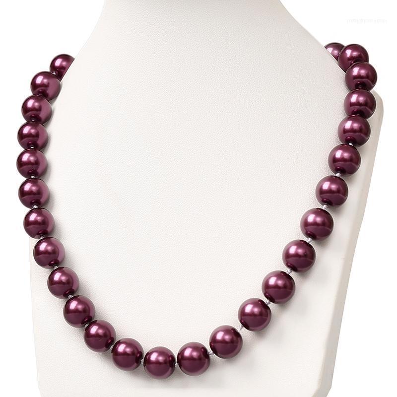 

Chains Colorful Pearls Beads 12mm Imitation Necklace For Women Ladies Party Necklaces Collar Chain Fashion Jewelry 18inch H7791