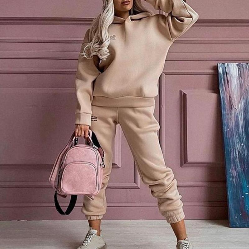 

Women' Two Piece Pants Women Tracksuits Sets Solid Cotton Hooded Sweatshirts Hoodies+Track Joggers Sweatpants Sweatsuits Autumn Female, Purple