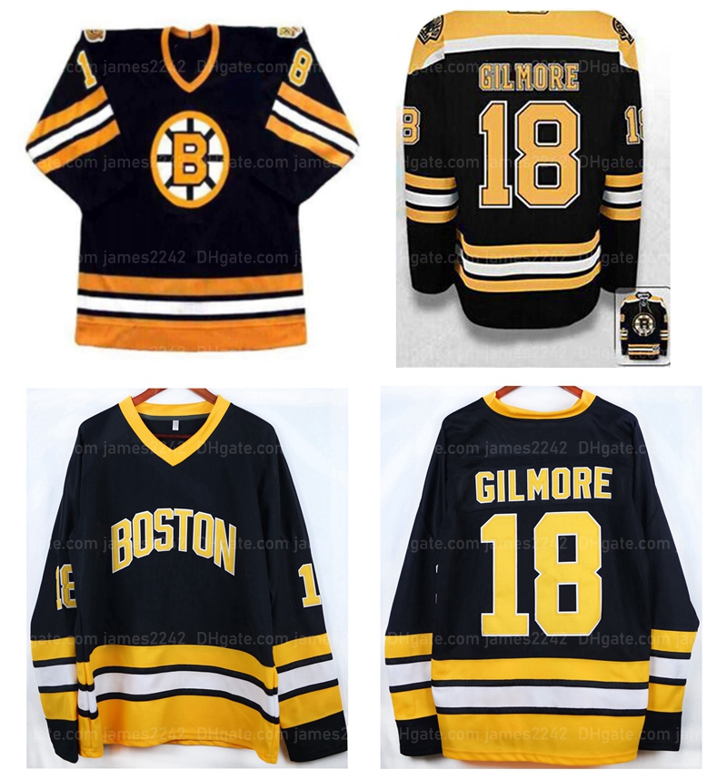 

Retro Men' Boston Bruins Hockey Jersey 18 Happy Gilmore Black Yellow Alternate Embroidery Size -3XL Top Quality, As shown