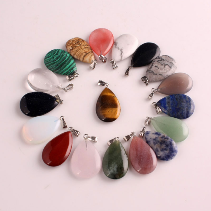 

Colorful Natural Crystal Stone Quartz Agate Silver Plated Pendant Necklaces Fashion Jewelry For Women Girl Party Club Accessories