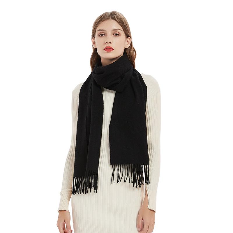 

Berets 2021 Wool Scarf Women Autumn And Winter All-match Tassel Shawl One, Black