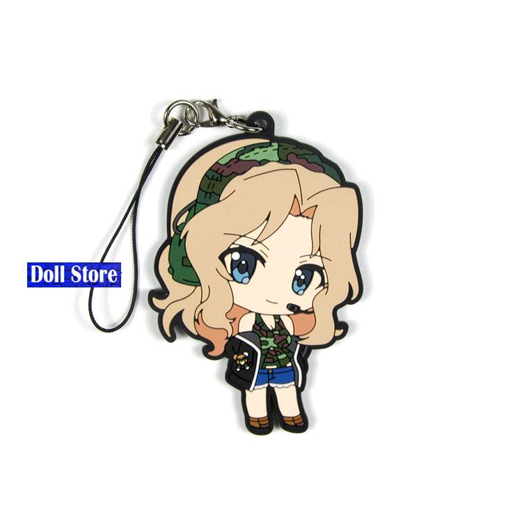 

Keychains GIRLS And PANZER Keychian Nishizumi Miho Saori Takebe Yukari Akiyama Reizei Mako Rubber Mobile Phone Strap D276