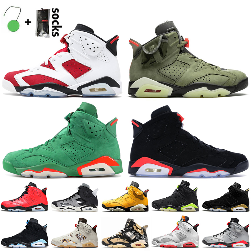 

Jumpman 6 6s Mens Basketball Shoes 2021 Carmine Retro Travis Scotts Cactus Jack Gatorade Black Infrared Hare Sneakers Tech Chrome UNC PSGs Trainers