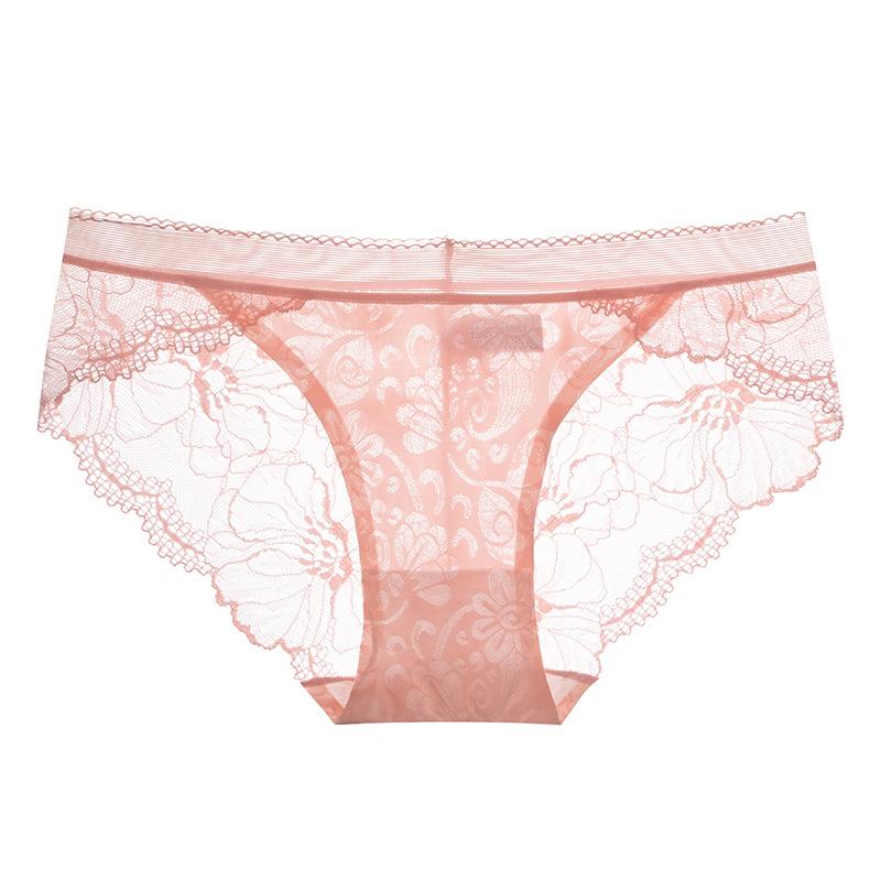 

Women's Panties Luxury Jacquard Lace Stitching Sexy Underwear Ice Silk Breathable, Red